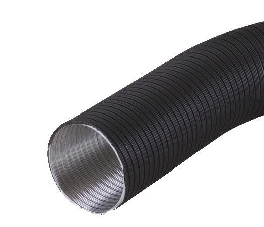 Zwarte aluminium flexibele slang Ø125mm - 1 meter