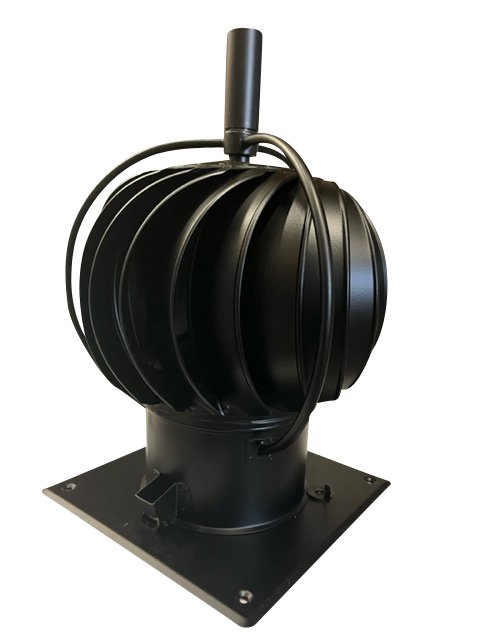 Schoorsteenkap RVS 200mm zwart kantelbaar en lagers aan de buitenkant